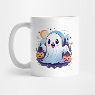 Cute ghost _ the dark forest under the moonlight Mug